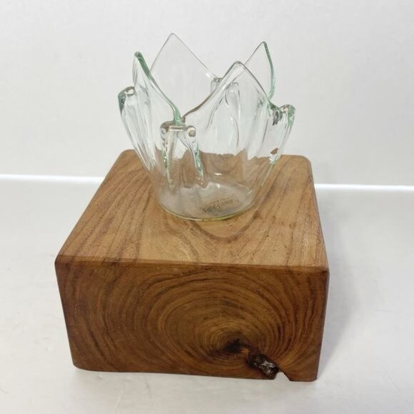 Vintage Biedermann Clear Glass Folded Handkerchief Votive Glass - Picture 1 of 6